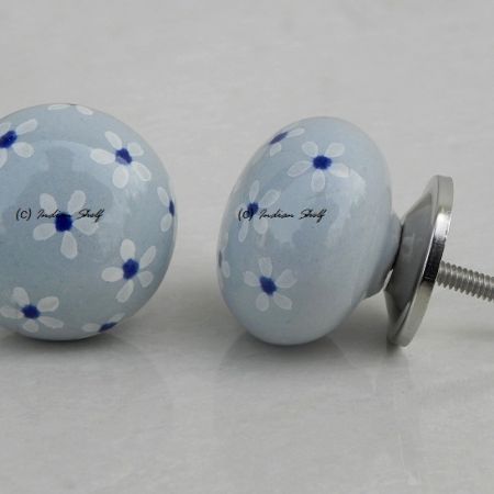 Grey Blue Flower Knob (1)